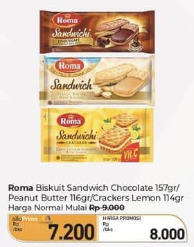 Promo Harga Roma Sandwich Chocolate, Lemon, Peanut Butter 114 gr - Carrefour