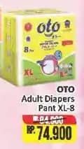 Promo Harga OTO Adult Diapers Pants XL8 8 pcs - Alfamart