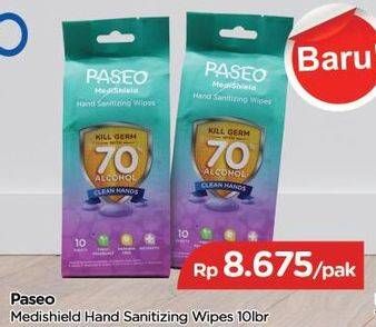Promo Harga PASEO MediShield Hand Sanitizing Wipes 10 pcs - TIP TOP