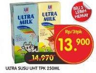 Promo Harga ULTRA MILK Susu UHT All Variants per 3 pcs 250 ml - Superindo