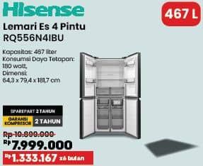 Promo Harga Hisense RQ556N4IBU/BL | Kulkas Multidoor  - COURTS