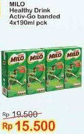 Promo Harga MILO Susu UHT per 4 pcs 190 ml - Indomaret