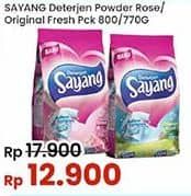 Promo Harga Sayang Detergent Powder Original Fresh, Rose 800 gr - Indomaret