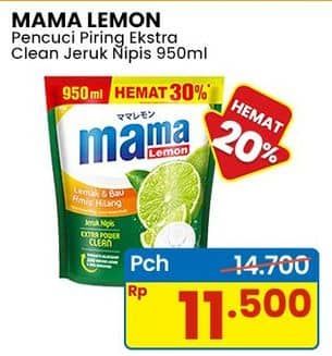 Promo Harga Mama Lemon Cairan Pencuci Piring Jeruk Nipis 950 ml - Indomaret