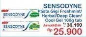 Promo Harga Sensodyne Pasta Gigi Fresh Mint, Fresh Mint, Herbal, Deep Clean, Cool Gel 100 gr - Indomaret