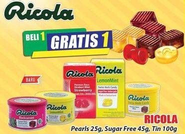 Promo Harga RICOLA Pearls 25gr/Sugar Free 45gr, Tin 100gr  - Hari Hari