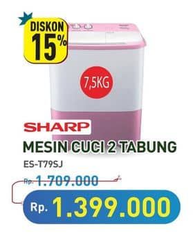 Promo Harga Sharp ES-T79SJ-BL/PK | Washing Machine Twin Tube 7.5kg  - Hypermart