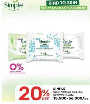 Promo Harga SIMPLE Wipes All Items 7s & 25s  - Guardian