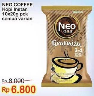 Promo Harga Neo Coffee 3 in 1 Instant Coffee All Variants per 10 sachet 20 gr - Indomaret
