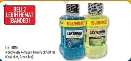 Promo Harga LISTERINE Mouthwash Antiseptic Twin Pack per 2 botol 500 ml - Hypermart