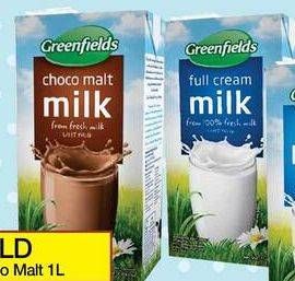 Promo Harga GREENFIELDS Fresh Milk Choco Malt, Full Cream 1000 ml - Yogya