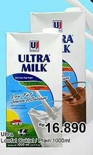 Promo Harga ULTRA MILK Susu UHT Chocolate, Plain 1000 ml - TIP TOP