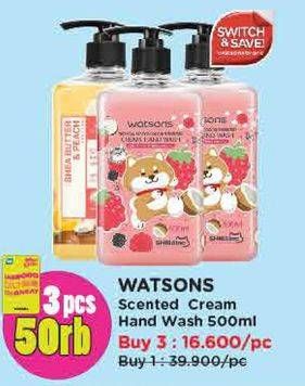 Promo Harga Watsons Scented Cream Hand Wash Freesia Pear, Tropical Berry Coconut 500 ml - Watsons