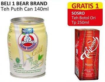 Promo Harga Bear Brand Susu Steril Gold Teh Putih 140 ml - Alfamart