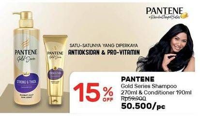Promo Harga PANTENE Gold Series Shampoo 270 mL & Conditioner 190 mL  - Guardian