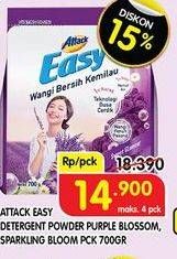 Promo Harga ATTACK Easy Detergent Powder Sparkling Blooming, Purple Blossom 700 gr - Superindo