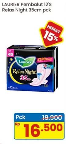 Promo Harga Laurier Relax Night 35cm 12 pcs - Indomaret