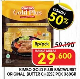 Promo Harga Kimbo Gold Plus Bratwurst Original, Butter Cheese 360 gr - Superindo