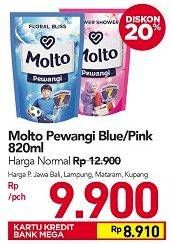 Promo Harga MOLTO Pewangi Blue, Pink 820 ml - Carrefour