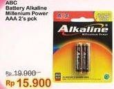 Promo Harga ABC Battery Alkaline LR03/AAA 2 pcs - Indomaret