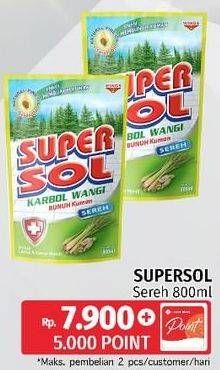 Promo Harga SUPERSOL Karbol Wangi Sereh 800 ml - LotteMart