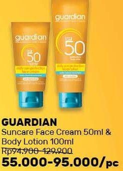 Promo Harga GUARDIAN Suncare Face Cream 50 mL & Body Lotion 100 mL  - Guardian