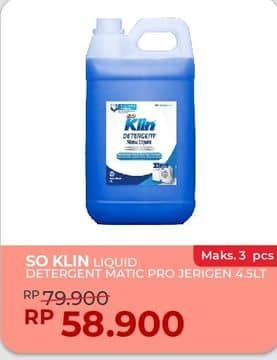 Promo Harga So Klin Detergent Matic Liquid Profesional Solution 5000 ml - Yogya