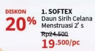 Promo Harga Softex Celana Menstruasi All Size Daun Sirih 2 pcs - Guardian