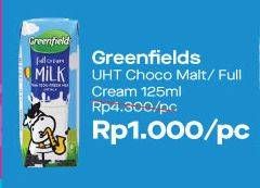 Promo Harga GREENFIELDS UHT Full Cream, Choco Malt 125 ml - Alfamart