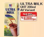 Promo Harga ULTRA MILK Susu UHT All Variants per 2 pcs 200 ml - Alfamart