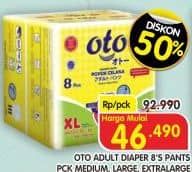 Promo Harga OTO Adult Diapers Pants M8, L8, XL8 8 pcs - Superindo