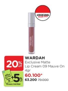 Promo Harga Wardah Exclusive Matte Lip Cream 09 Mauve On 4 gr - Watsons