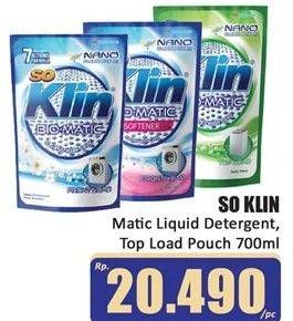 Promo Harga So Klin Biomatic Liquid Detergent Top Load 700 ml - Hari Hari