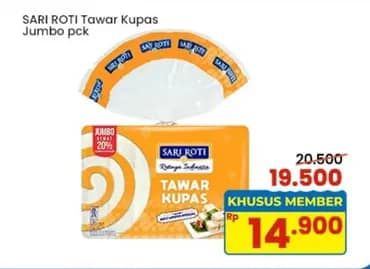 Promo Harga Sari Roti Tawar Jumbo Kupas 300 gr - Indomaret