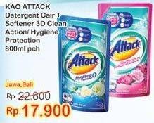 Promo Harga ATTACK Detergent Liquid Hygiene + Protect, Plus Softener 800 ml - Indomaret