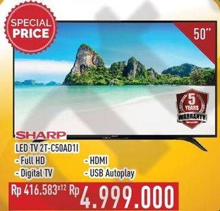 Promo Harga SHARP 2T-C50AD1i Full-HD 50"  - Hypermart