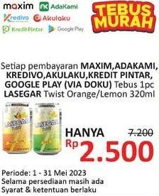 Promo Harga Lasegar Twist Larutan Penyegar Orange Lemon, Lemon 320 ml - Alfamidi