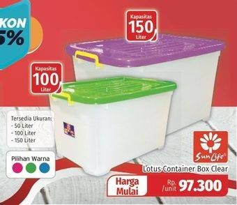 Promo Harga SUNLIFE Lotus Container Box Clear  - Lotte Grosir