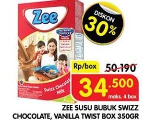 Promo Harga ZEE Susu Bubuk Swizz Chocolate, Vanilla Twist 350 gr - Superindo