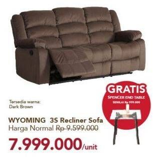Promo Harga Wyoming 3S Recliner Sofa  - Carrefour