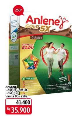 Promo Harga ANLENE Gold Plus 5x Hi-Calcium Coklat, Vanila 250 gr - Alfamidi