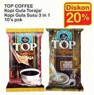 Promo Harga TOP COFFEE Kopi Toraja / Kopi Gula Susu 3in1 4s  - Indomaret
