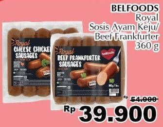 Promo Harga BELFOODS Royal Sosis Ayam Keju/Beef Frankfurter 360gr  - Giant
