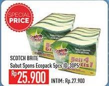 Promo Harga 3M SCOTCH BRITE Sabut Spon Ecopack ID-30P5 5 pcs - Hypermart