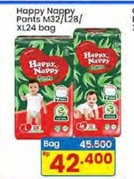Promo Harga Happy Nappy Smart Pantz Diaper M32, L28, XL24 24 pcs - Indomaret