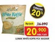 Promo Harga Luwak White Koffie per 18 sachet 20 gr - Superindo