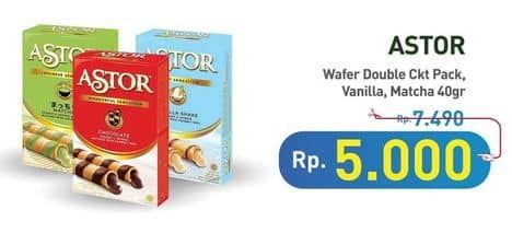 Promo Harga Astor Wafer Roll Chocolate, Vanilla, Matcha 40 gr - Hypermart