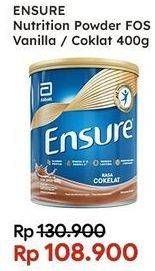 Promo Harga ENSURE Nutrition Powder FOS Cokelat, Vanila 400 gr - Indomaret