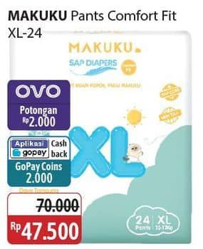 Promo Harga Makuku Comfort Fit Diapers Pants XL24 24 pcs - Alfamidi