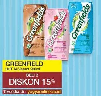 Promo Harga GREENFIELDS UHT All Variants 200 ml - Yogya